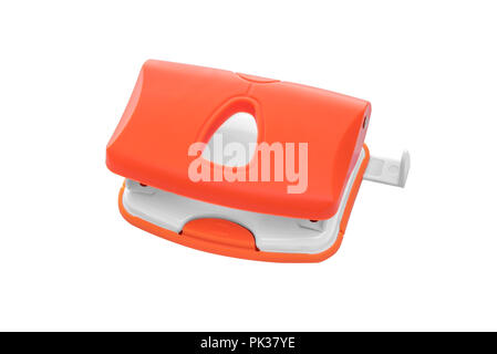 Red office paper hole puncher, isolated on white background Stock Photo -  Alamy