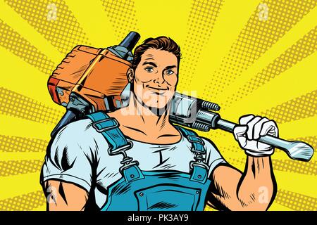 worker with a jackhammer Stock Vector