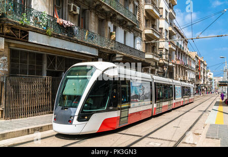 City tram in the city centre of Oran - Algeria, North Africa Stock Photo