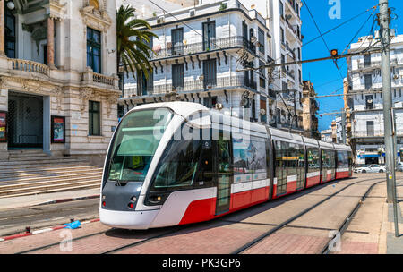 City tram in the city centre of Oran - Algeria, North Africa Stock Photo