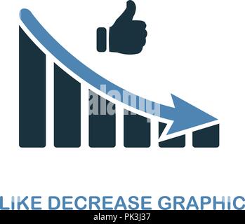 Like Decrease Graphic icon. Monochrome style design from diagram collection. UI. Pixel perfect simple pictogram like decrease graphic icon. Web design Stock Vector