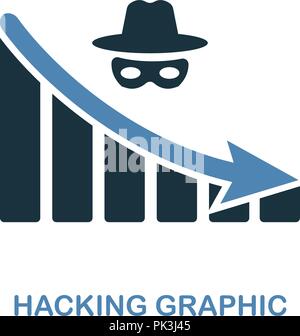 Hacking Decrease Graphic icon. Monochrome style design from diagram collection. UI. Pixel perfect simple pictogram hacking decrease graphic icon. Web  Stock Vector