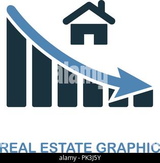 Real Estate Decrease Graphic icon. Monochrome style design from diagram collection. UI. Pixel perfect simple pictogram real estate decrease graphic ic Stock Vector