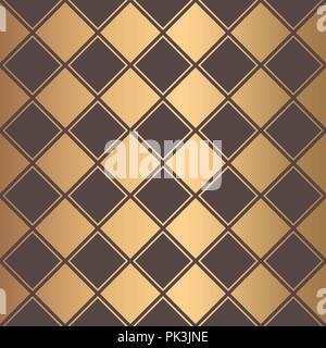 Art Deco Pattern Golden Squares Lines Background Stock Vector