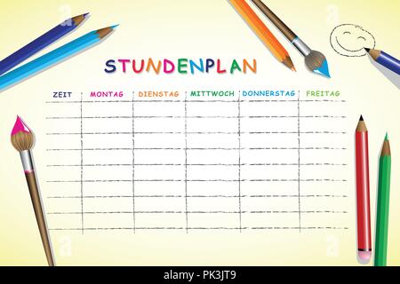 school timetable for students or pupils with days of week and free spaces for notes vector illustration Stock Vector