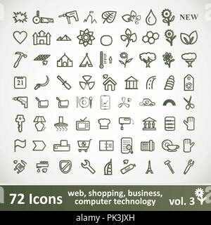 Green large Icons Set. Vector Collection. Clean Symbol for Your Design. Stock Vector
