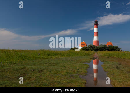 Leuchtturm in Westerhever Stock Photo