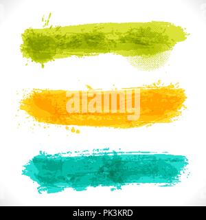 Vector Grunge Banners. Multicolored Art Three Backgrounds. Stock Vector