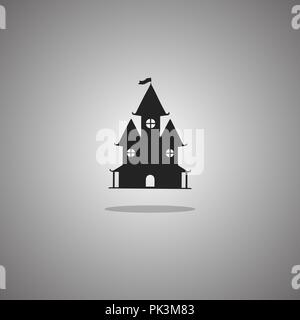 Castle Halloween. Vector illustration. Gray background with gradient. Stock Vector