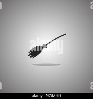 Broom witch Halloween. Vector illustration. Gray background with gradient. Stock Vector