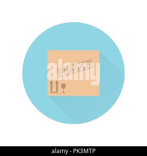 Box flat design. Closed cardboard box taped up and isolated on a white background. Vector illustration. Stock Vector