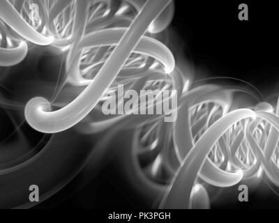 Glowing DNA spiral part black and white, computer generated abstract background, 3D rendering Stock Photo