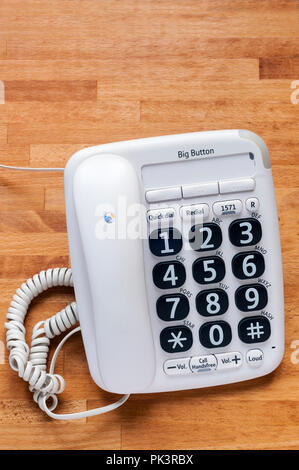 BT Big Button 200 corded telephone with large buttons and loud volume for the visually impaired or hard of hearing. Stock Photo