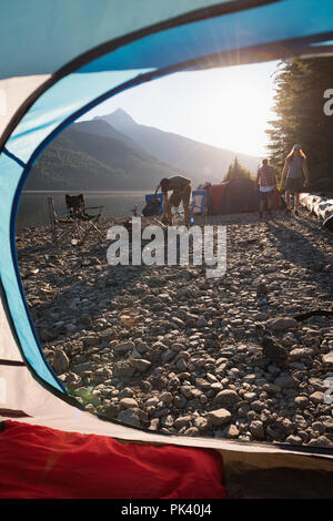 Man making preparation for campfire Stock Photo