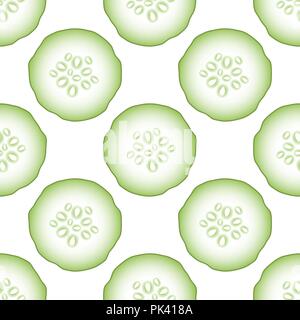 Set of Fresh Green Cucumbers Seamless Pattern Stock Vector