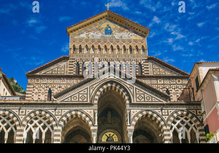 The Amalfi cathedral dedicated to the Apostle Saint Andrew in the Piazza del Duomo in Amalfi Italy Stock Photo