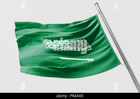 Isolated Saudi Arabia Flag waving 3d Realistic Saudi Arabian Flag Rendered Stock Photo