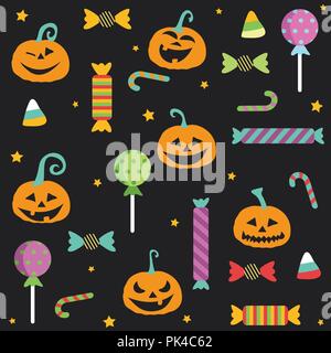 Halloween party seamless pattern design, postcard Stock Vector