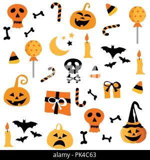 Halloween party seamless pattern design, postcard Stock Vector