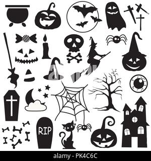 Halloween holiday graphic template. Flat icons Stock Vector