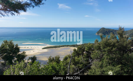 Views To Abel Tasman - South Pacific Pristine Blue With Clear Blue Sky Stock Photo
