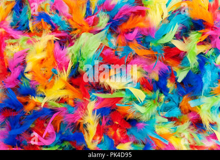 background texture of bright colorful feathers in rainbow colors Stock Photo