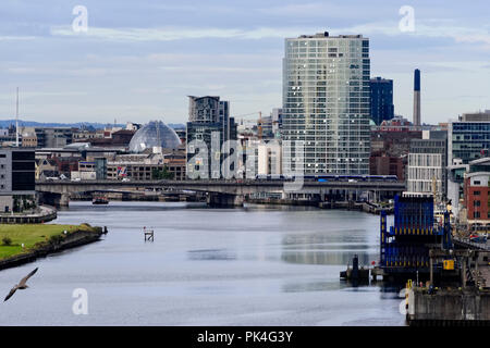 Belfast, Northern Ireland - August 8, 2018:  City of Belfast, capital and the largest city in Northern Ireland, resides along the River Lagan. Stock Photo