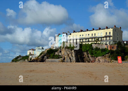 View of Tenby from the Beach, Wales Stock Photo