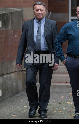 Lorry driver Zbigniew Grzabel leaves Stafford Crown Court, where he denies five counts of causing death by dangerous driving and causing serious injury by dangerous driving after four women and a man died and another passenger was injured, in a crash on the M6 southbound carriageway last year. Stock Photo