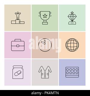 Award Position, Breifcase, Medicine,Trophy , diamond, bowling ball  , globe, world , lab coat , medical , logo, design, vector, sign, label, symbol, i Stock Vector