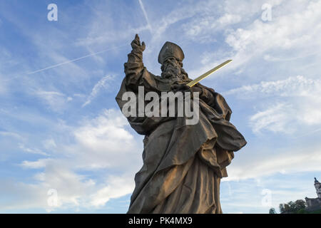 St. Kilian Statue on the Alte Mainbrücke in Würzburg, Germany Stock Photo