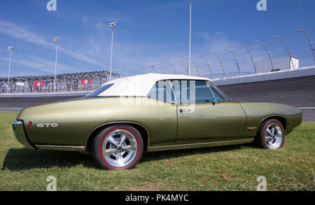 CONCORD, NC (USA) - September 7, 2018: A 1968 Pontiac GTO automobile on display at the Pennzoil AutoFair Classic Car Show at Charlotte Motor Speedway. Stock Photo