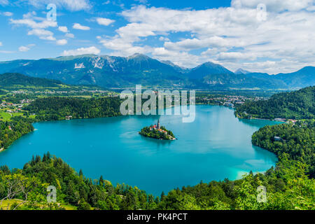 Lake Bled panorama of the Slovenia icon Stock Photo