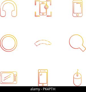 battery , wifi , network , infrared , signals , web , user interface , usb , battery cells , mobile , uploading , downloading , internet , icon, vecto Stock Vector