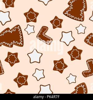 Seamless background with parchment paper and cookies , seasonal vector illustration Stock Vector
