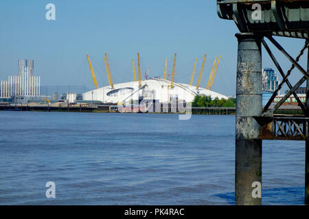 View of the London 02 Arena over the River Thames, London, UK Stock Photo