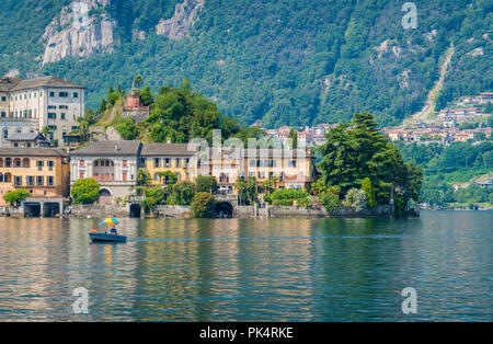 Scenic sight of San Giulio Island on Lake Orta, Piedmont, Italy. Stock Photo