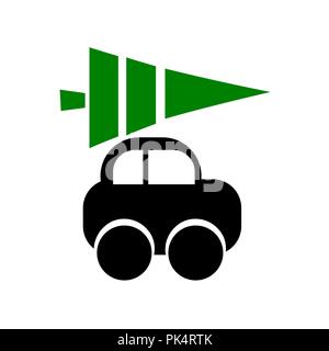 Web icon car with Christmas tree on a white background, vector illustration Stock Vector