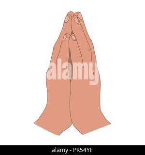 Human hands folded in prayer. Vector illustration Stock Vector