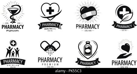 Drugstore, pharmacy logo or label. Medicine, health, hospital symbol. Vector illustration Stock Vector