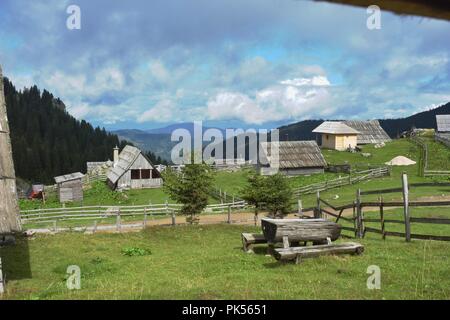 Beautiful Image Of Serene Rural Shepherd Cabins On The Mountain