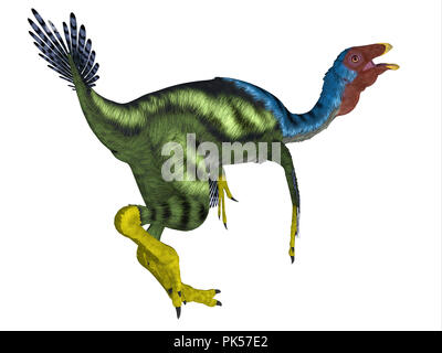 Caudipteryx Dinosaur Tail - Caudipteryx was an oviraptor beaked carnivorous dinosaur that lived in China in the Cretaceous Period. Stock Photo