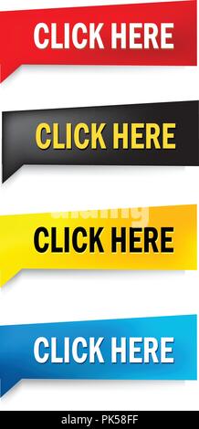 click here web button collection isolated on white Stock Vector