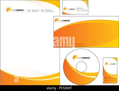 Set of corporate identity items. easy to customize letterhead envelope CD DVD cover and business cards Stock Vector