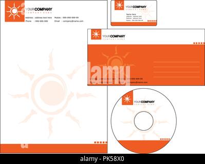 Set of corporate identity items. easy to customize letterhead envelope CD DVD cover and business cards Stock Vector