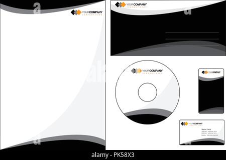 Set of corporate identity items. easy to customize letterhead envelope CD DVD cover and business cards Stock Vector