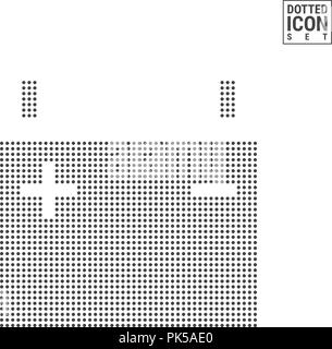 Car Battery Dot Pattern Icon. Power Charging Dotted Icon Isolated on White. Vector Background, Design Template. Can Be Used for Advertising, Web and Mobile UI. Stock Vector