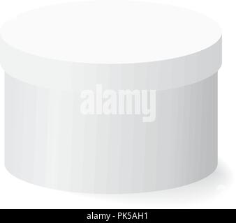 Close high round white box with shadow on white background Stock Vector