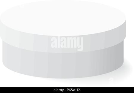 Close round white box with shadow on white background Stock Vector