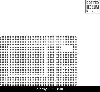 Microwave Oven Dot Pattern Icon. Cooker Dotted Icon Isolated on White. Vector Background, Design Template. Can Be Used for Advertising, Web and Mobile UI. Stock Vector